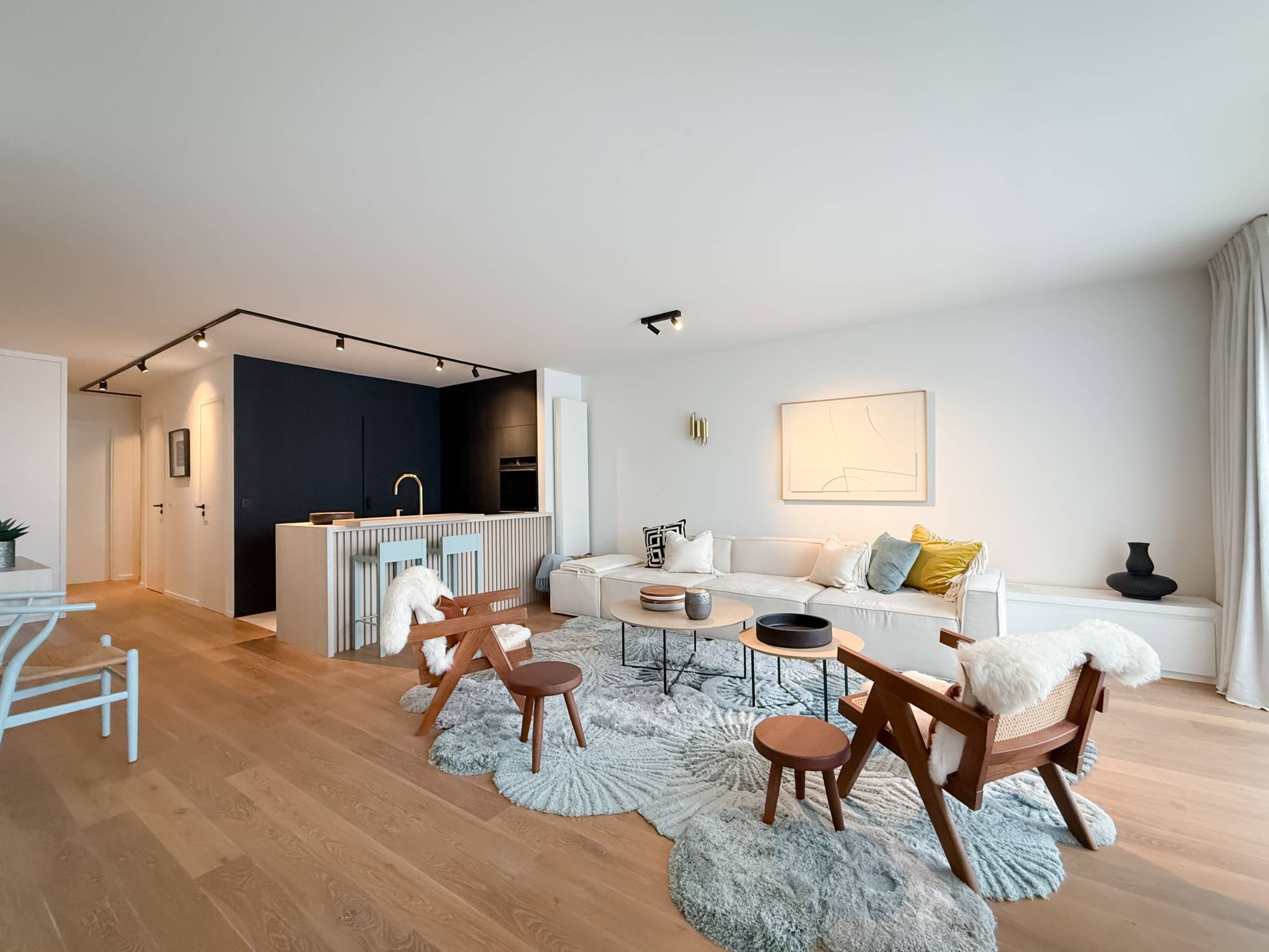 Stijlvol 3-slaapkamerappartement te koop Knokke-Heist Dumortierlaan-Zoutelaan woonkamer